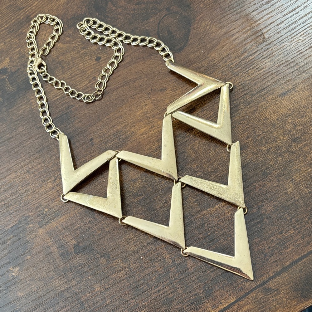 Geometric Gold Toned Statement Necklace